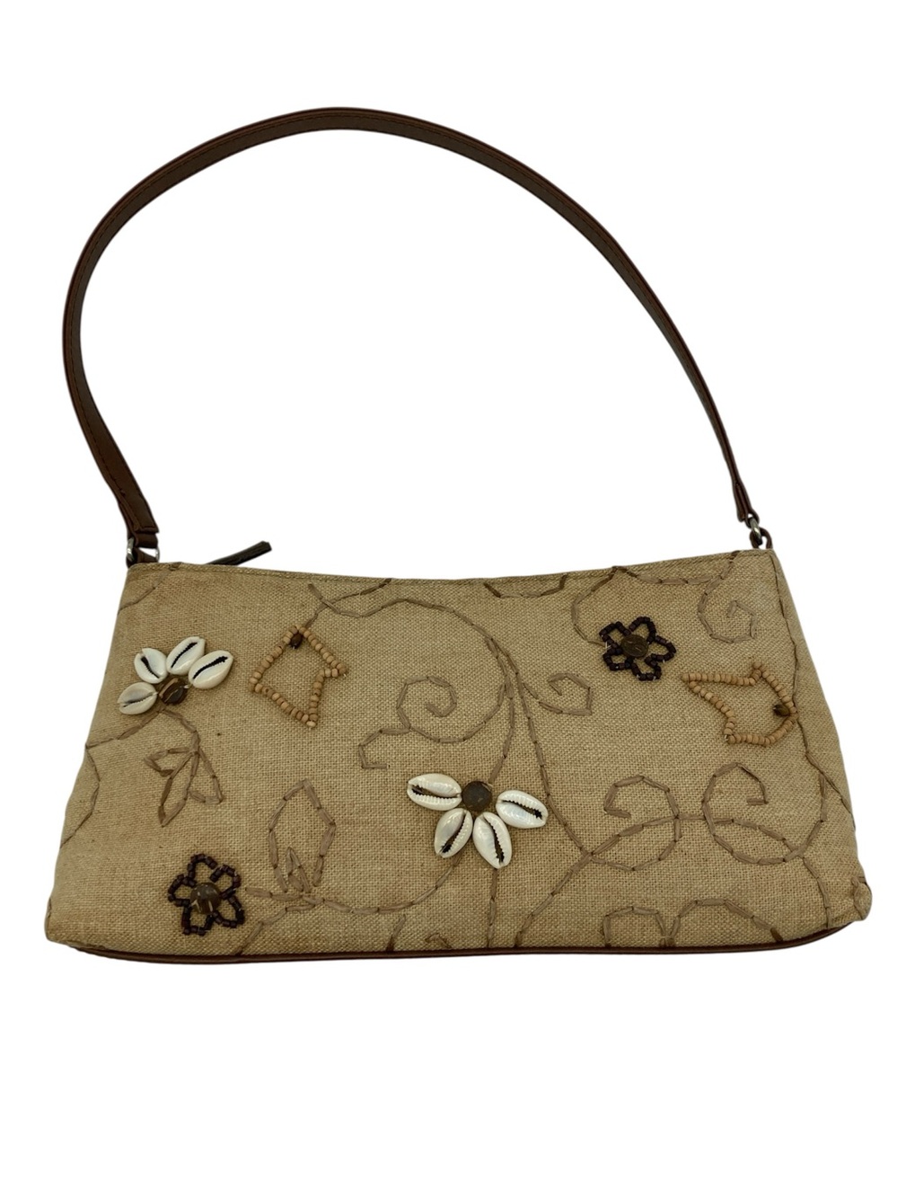 St. John's Bay Embroidered Beaded Puka Shell Shoulder Bag